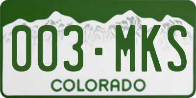 CO license plate 003MKS