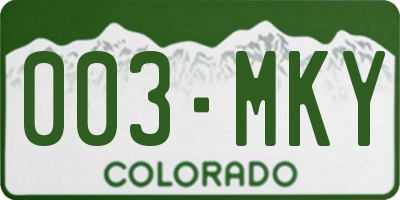 CO license plate 003MKY