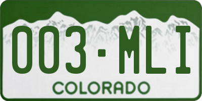 CO license plate 003MLI