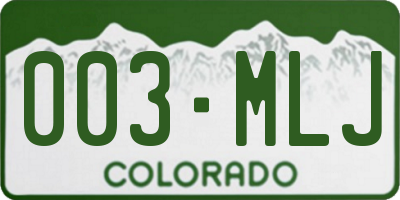 CO license plate 003MLJ