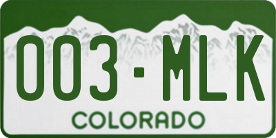 CO license plate 003MLK