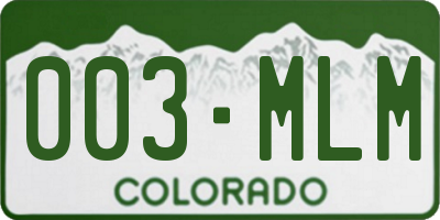 CO license plate 003MLM