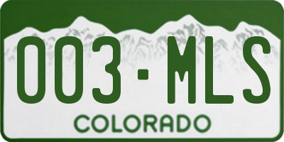 CO license plate 003MLS