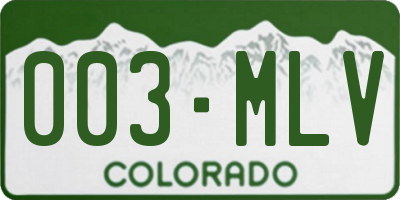 CO license plate 003MLV