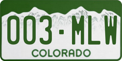 CO license plate 003MLW