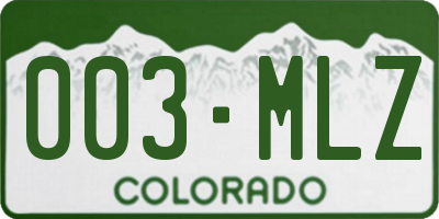 CO license plate 003MLZ