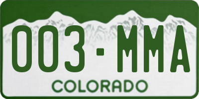 CO license plate 003MMA