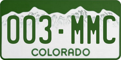 CO license plate 003MMC