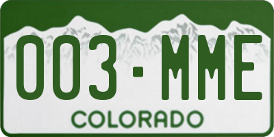 CO license plate 003MME
