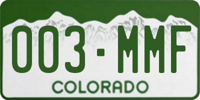 CO license plate 003MMF