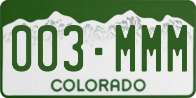 CO license plate 003MMM