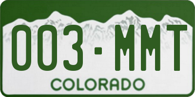 CO license plate 003MMT