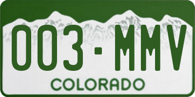 CO license plate 003MMV