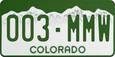 CO license plate 003MMW