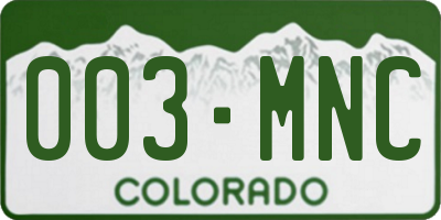 CO license plate 003MNC