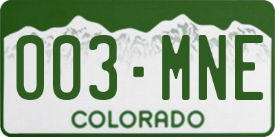 CO license plate 003MNE