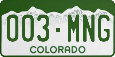 CO license plate 003MNG