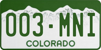 CO license plate 003MNI