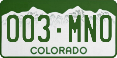 CO license plate 003MNO