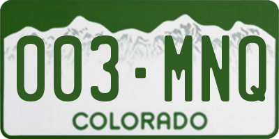 CO license plate 003MNQ