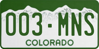 CO license plate 003MNS