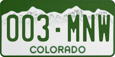 CO license plate 003MNW