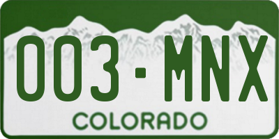 CO license plate 003MNX