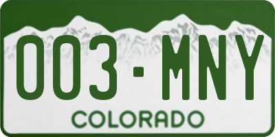 CO license plate 003MNY