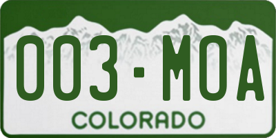 CO license plate 003MOA