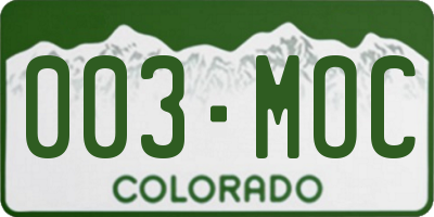 CO license plate 003MOC