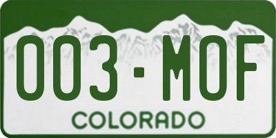 CO license plate 003MOF