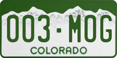 CO license plate 003MOG