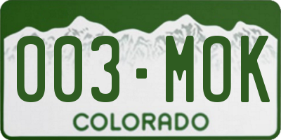 CO license plate 003MOK