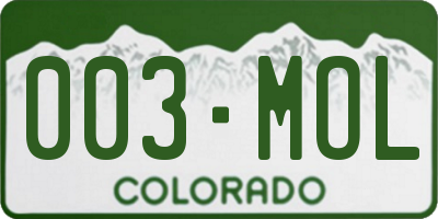 CO license plate 003MOL