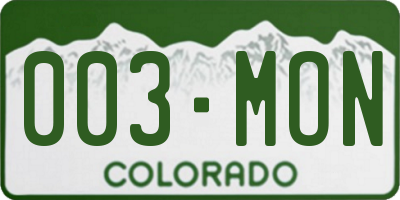 CO license plate 003MON