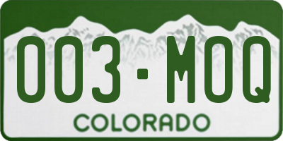 CO license plate 003MOQ