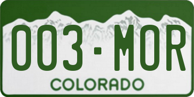 CO license plate 003MOR