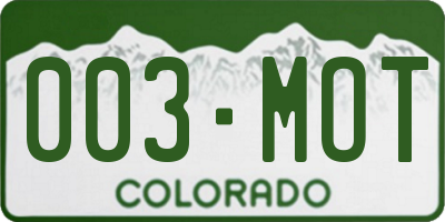 CO license plate 003MOT