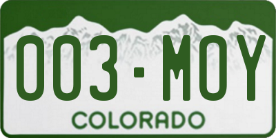 CO license plate 003MOY