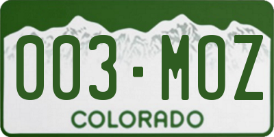 CO license plate 003MOZ