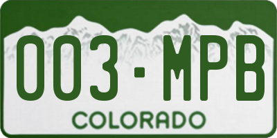 CO license plate 003MPB