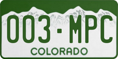 CO license plate 003MPC