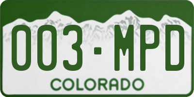 CO license plate 003MPD