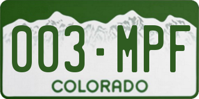 CO license plate 003MPF