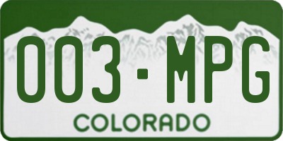 CO license plate 003MPG