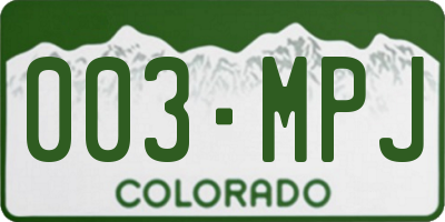 CO license plate 003MPJ