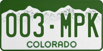 CO license plate 003MPK