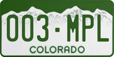 CO license plate 003MPL