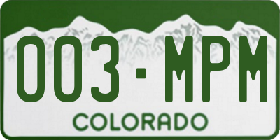 CO license plate 003MPM
