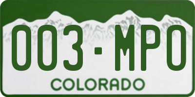 CO license plate 003MPO